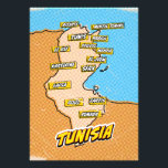Pop Art Illustriert Tunesien Karte Fotodruck<br><div class="desc">Pop Art Illustriert Tunesien Afrikanische Karte in einem schönen Vintagen abgenutzten Stil.</div>