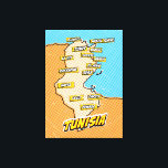 Pop Art Illustriert Tunesien Karte Leinwanddruck<br><div class="desc">Pop Art Illustriert Tunesien Afrikanische Karte in einem schönen Vintagen abgenutzten Stil.</div>