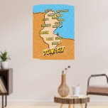 Pop Art Illustriert Tunesien Karte Poster<br><div class="desc">Pop Art Illustriert Tunesien Afrikanische Karte in einem schönen Vintagen abgenutzten Stil.</div>