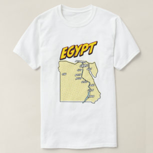 Pop-Art-illustrierte Ägyptenkarte T-Shirt