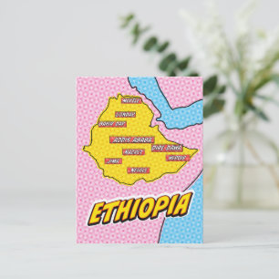 Pop-Art-illustrierte Äthiopien-Karte Postkarte