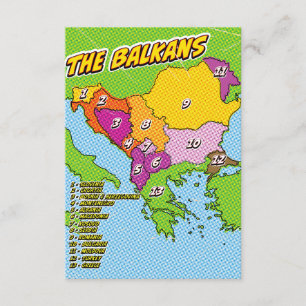 Pop-Art-illustrierte Balkan-Karte Begleitkarte