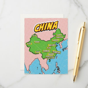 Pop Art Illustrierte China Karte