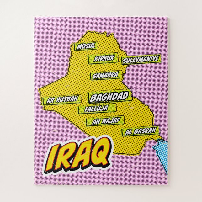 Pop Art Illustrierte Irak-Karte (Vertikal)