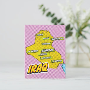 Pop-Art-Illustrierte Irak-Karte Postkarte