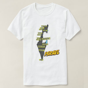 Pop-Art-illustrierte Israel-Karte T-Shirt