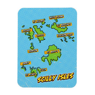 Pop-Art-Illustrierte Karte der Scilly-Inseln Magnet