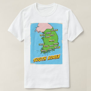 Pop-Art-illustrierte Südkorea-Karte T-Shirt