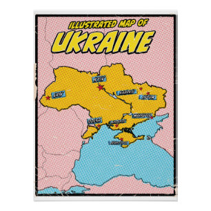 Pop Art Illustrierte Ukraine Poster