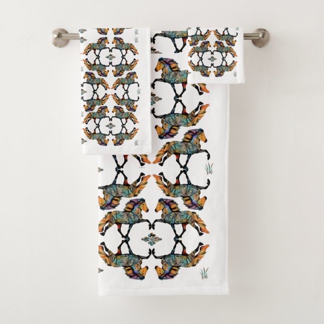 Pop Art Islandpferd  Badhandtuch Set (Insitu)
