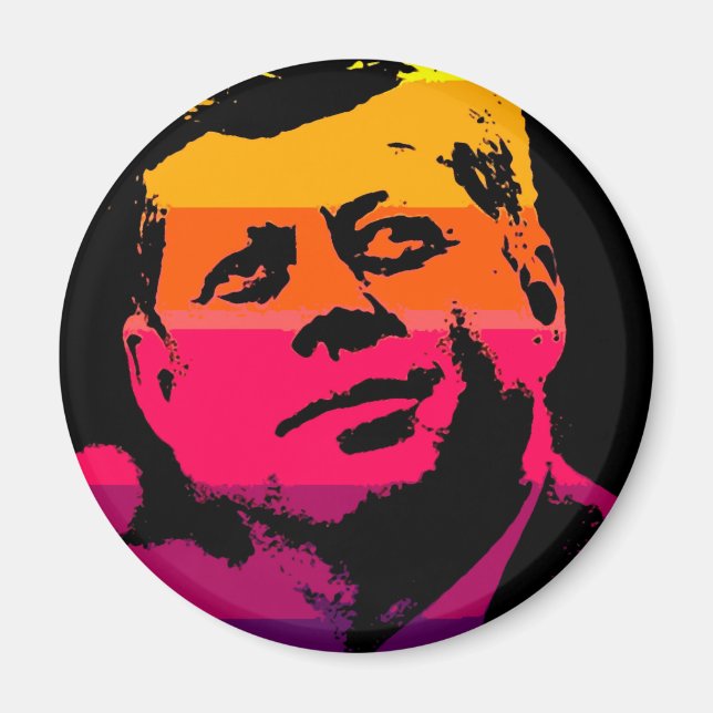 Pop Art Jack JFK John F. Kennedy Magnet (Vorne)
