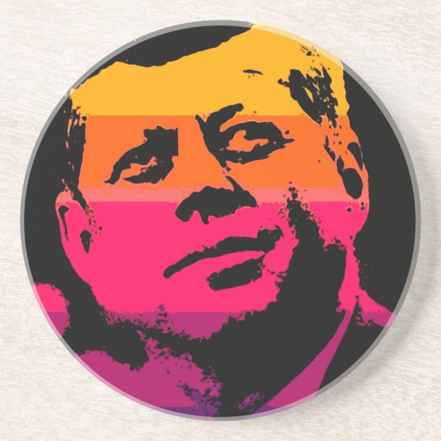 Pop Art Jack JFK John F. Kennedy Sandstein Untersetzer (Vorne)