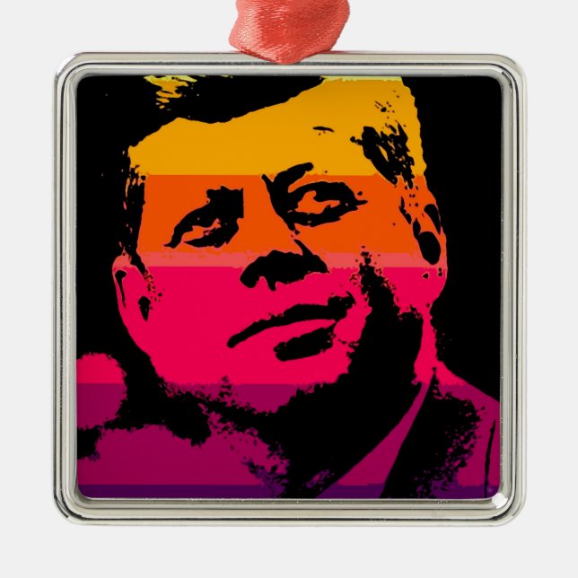 Pop Art Jack JFK John F. Kennedy Silbernes Ornament (Vorne)