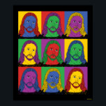 Pop Art Jesus Poster<br><div class="desc">Die Kunstgrafik "Pop Art Jesus", entworfen von bCreative, zeigt eine ikonische Darstellung von Jesus in einem 9-Panel-Pop-Kunstwerk! Das ist ein tolles Geschenk für Familie, Freunde oder eine Leckerei für sich! Diese lustige Grafik ist eine großartige Ergänzung zu jedem Stil: bCreative ist ein führender Schöpfer und Lizenzgeber von originellen, trendigen Designs...</div>