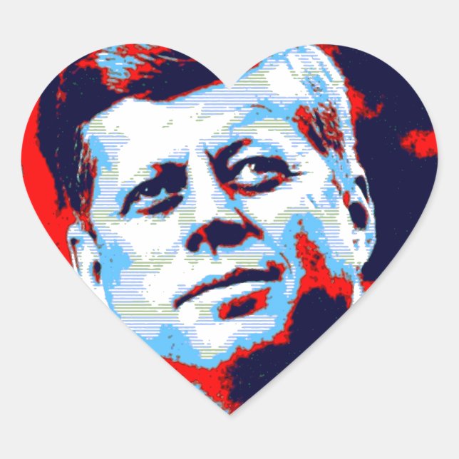 Pop Art JFK John F. Kennedy Red Blue Herz-Aufkleber (Vorderseite)