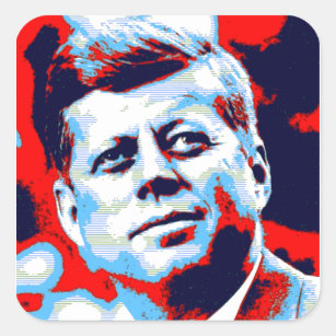 Pop Art JFK John F. Kennedy Red Blue Quadratischer Aufkleber