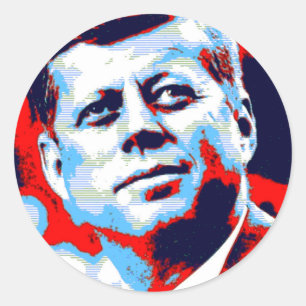 Pop Art JFK John F. Kennedy Red Blue Runder Aufkleber