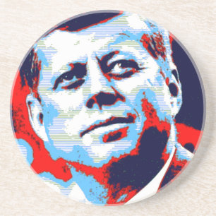 Pop Art JFK John F. Kennedy Red Blue Sandstein Untersetzer