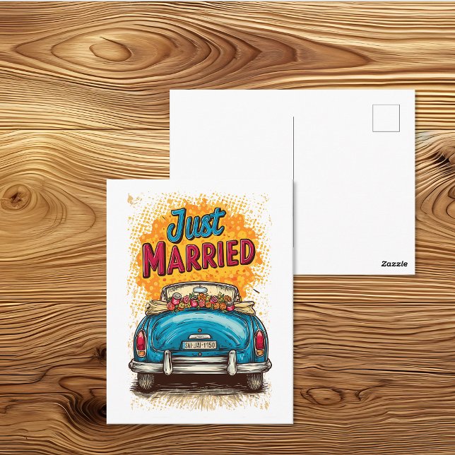 Pop Art Just Married Postkarte (Von Creator hochgeladen)