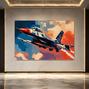 Pop Art Kampfjet - Hochfliegende Luftfahrtkunst Poster