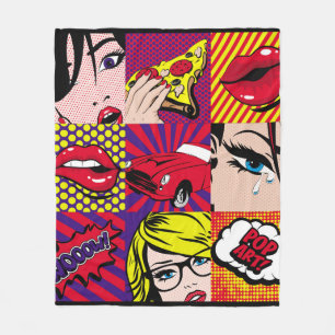 Pop-Art-Kartenillustrationsmuster,art,comic,pop,re Fleecedecke