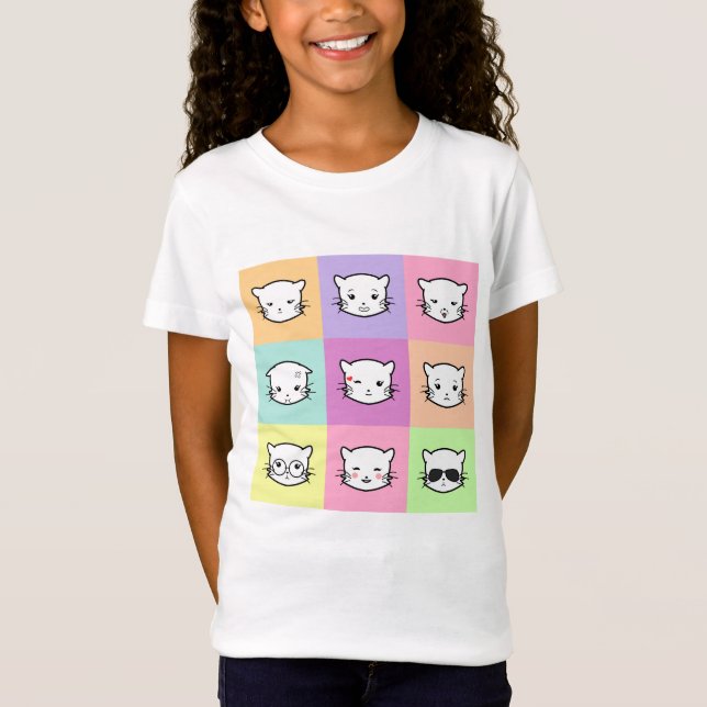 Pop Art Kawaii Cat  Emoji 2 T-Shirt (Vorderseite)