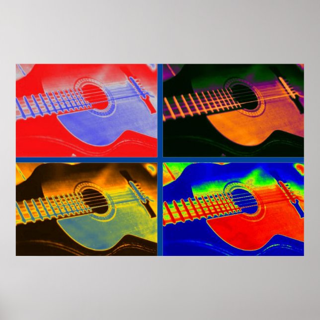 Pop Art Klassische spanische Gitarre Poster (Vorne)