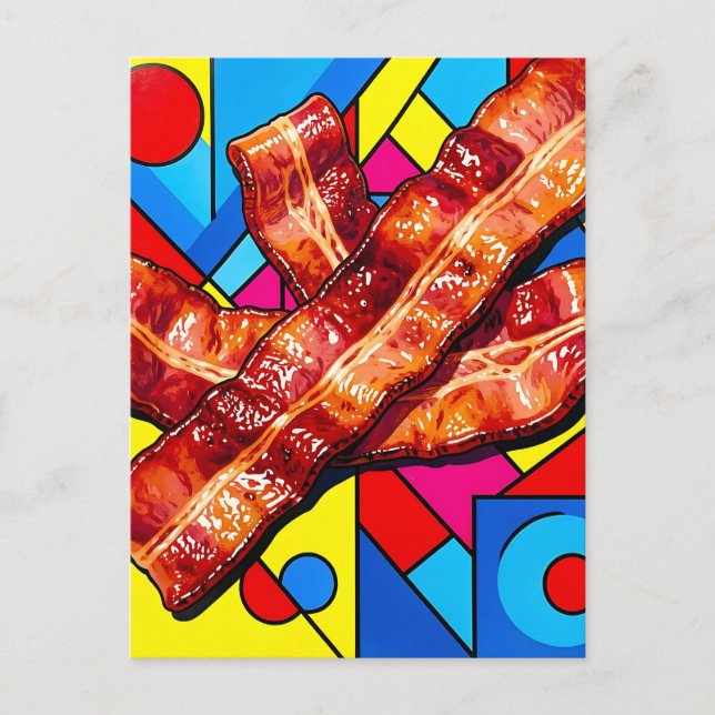 Pop Art Knuspriger Speck Postkarte (Vorderseite)