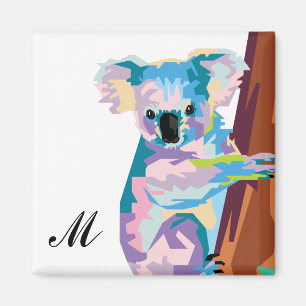 Pop Art Koala Mit Monogramm Magnet