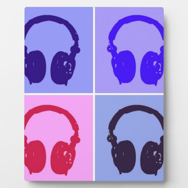Pop Art Kopfhörer Fotoplatte (Vorderseite)