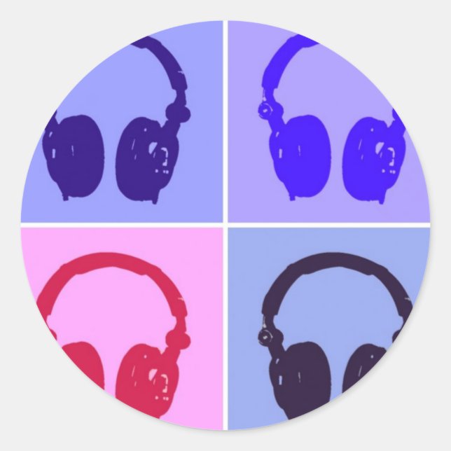 Pop Art Kopfhörer Runder Aufkleber (Vorderseite)