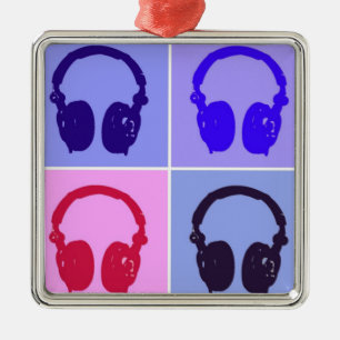 Pop Art Kopfhörer Silbernes Ornament