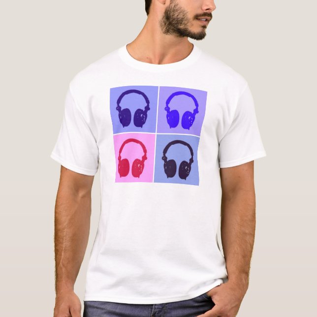 Pop Art Kopfhörer T-Shirt (Vorderseite)