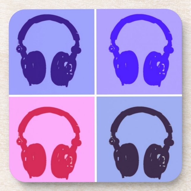 Pop Art Kopfhörer Untersetzer (Vorderseite)