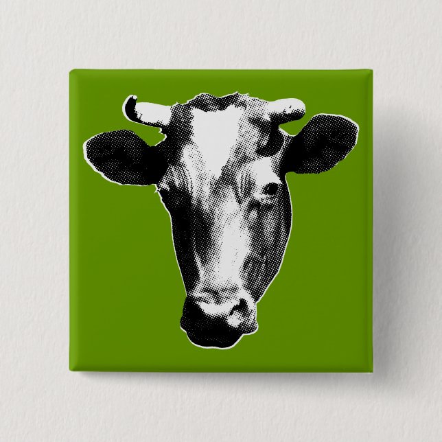 Pop Art Kuh Button (Vorderseite)