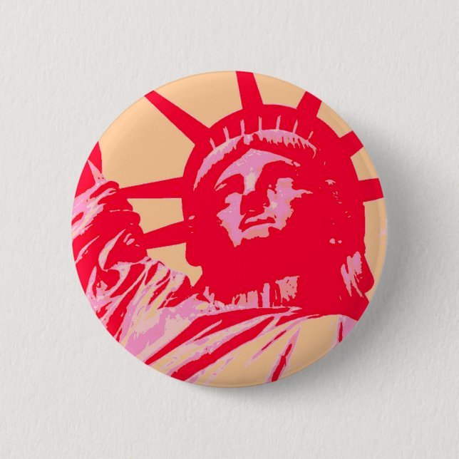 Pop Art Lady Liberty New York City Button (Vorderseite)