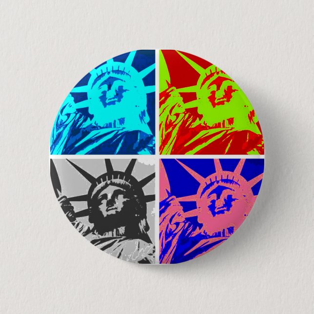 Pop Art Lady Liberty New York City Button (Vorderseite)