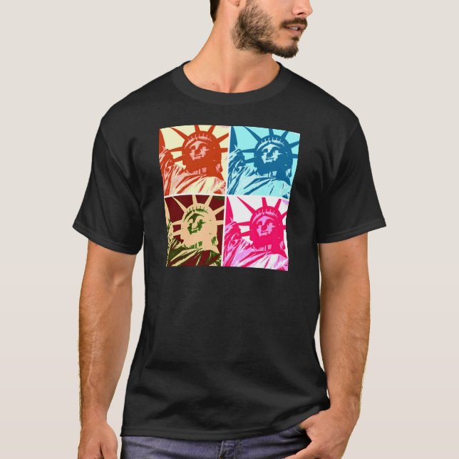 Pop Art Lady Liberty New York City T-Shirt (Vorderseite)