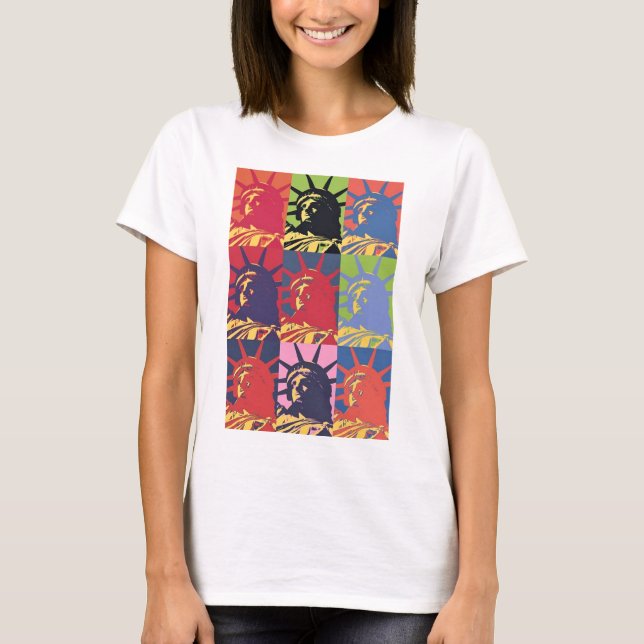 Pop Art Lady Liberty New York City T-Shirt (Vorderseite)