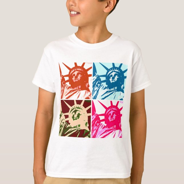 Pop Art Lady Liberty New York City T-Shirt (Vorderseite)