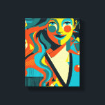 Pop Art Leinwanddruck<br><div class="desc">Künstliche Intelligenz Pop Kunststil,  weibliches Portrait,  Die Illustration ist in einem modernen,  abstrakten Stil. starke Farbkontraste und geometrische Formen,  die einen visuellen Einfluss.</div>