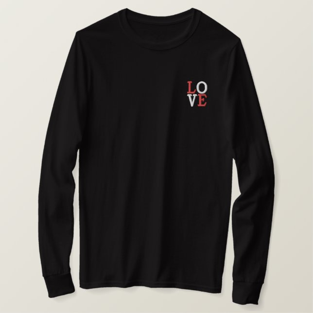 Pop Art LIEBE Besticktes Langarmshirt (Design vorne)