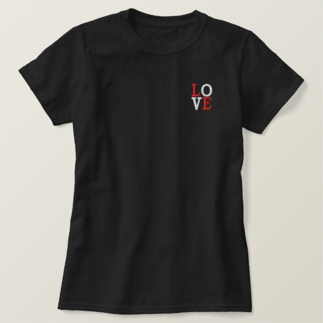 Pop Art LIEBE Besticktes T-Shirt (Design vorne)