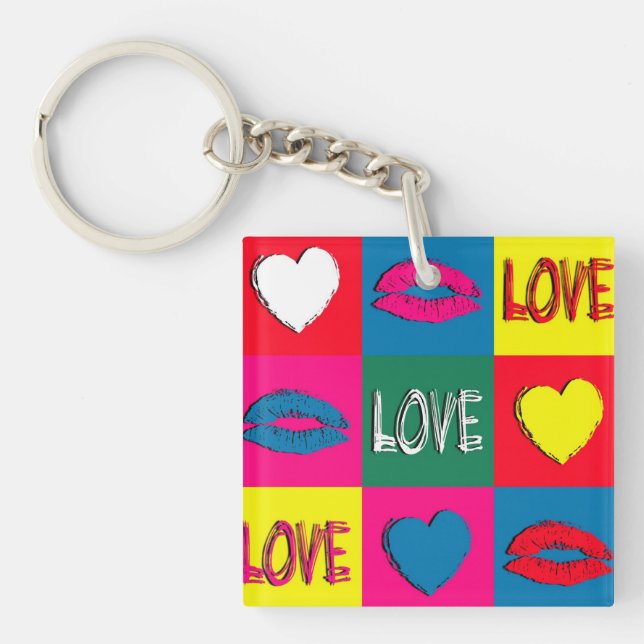 Pop Art Liebe Schlüsselanhänger (Vorderseite)