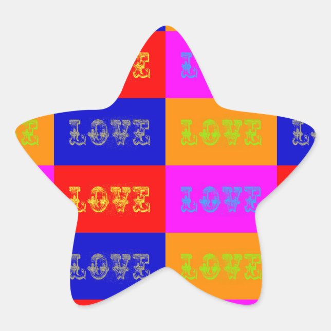 Pop Art Liebe Stern-Aufkleber (Vorderseite)