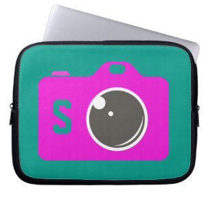 Pop Art Lila Camera Green Monogram Laptopschutzhülle