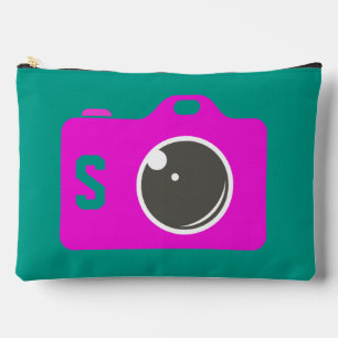 Pop Art Lila Camera Green Monogram Zubehörtasche