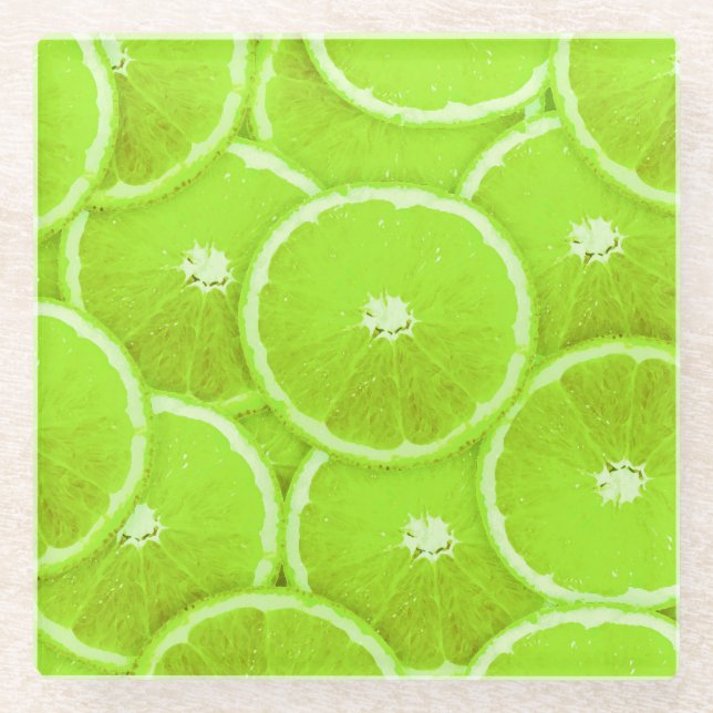 Pop Art Limone Scheiben Glasuntersetzer (Vorderseite)