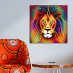 Pop Art Lion Head Poster<br><div class="desc">Dieser farbenfrohe,  majestätische Pop-Löwenkopf ist AI Art. Die künstliche Intelligenz entstand mit NightCafe.</div>