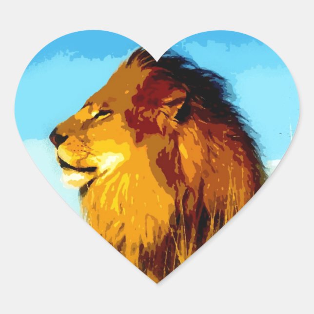 Pop Art Lion Herz-Aufkleber (Vorderseite)